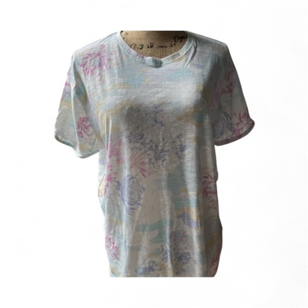 Free people “cloud combo” pastel flowers top  tee shirt xs new